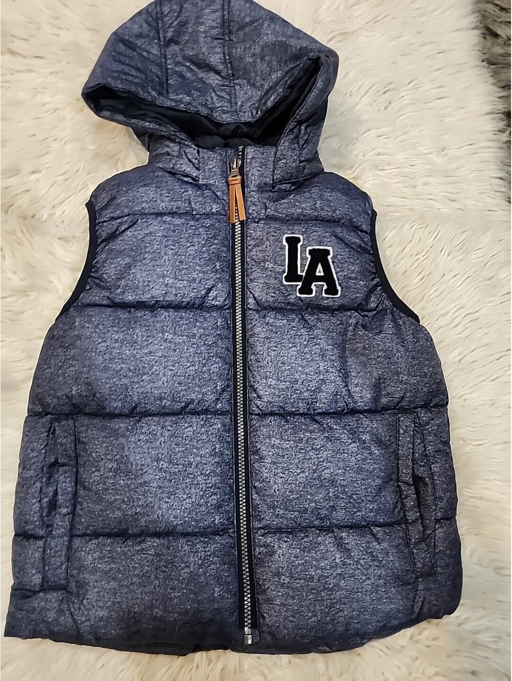 H&M Unisex Blue Puffer Zip Winter Sleeveless Vest Size 8/10 RN101255 CA 42271